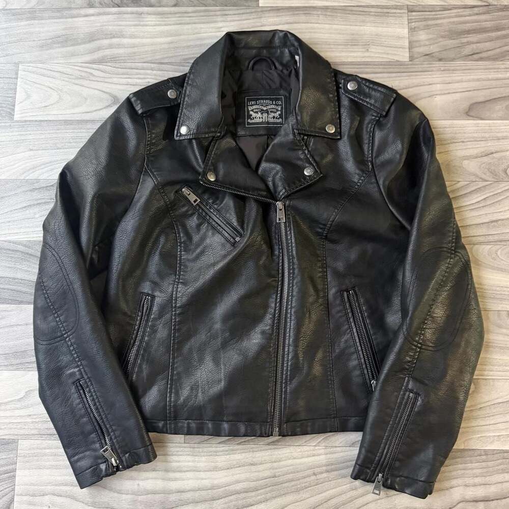 Levi's Womens Black Faux Leather Moto Biker Jacket